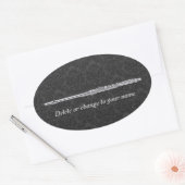 Silver Flute over Black Damask Oval Ovale Sticker (Envelop)