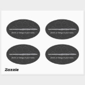 Silver Flute over Black Damask Oval Ovale Sticker (Vel)