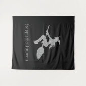 Silver Flying Witch Halloween foto achtergrond Wandkleed (Voorkant (horizontaal))