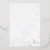 Silver Foil 25th Wedding Jubileum Folie Uitnodiging (Voorkant)