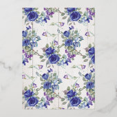 Silver Foil 80 Blue Waterverf Roos Invite Folie Uitnodiging (Achterkant)