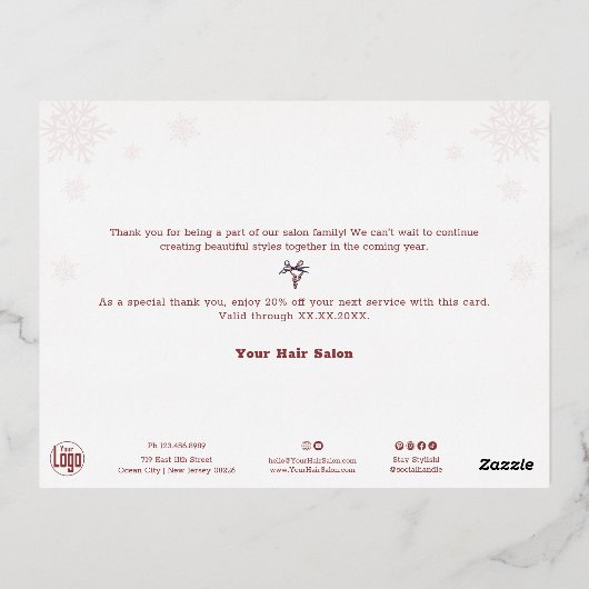 Silver Foil Accents Snowflakes Holiday Kaart (Achterkant)