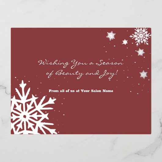 Silver Foil Accents Snowflakes Holiday Kaart (Voorkant)