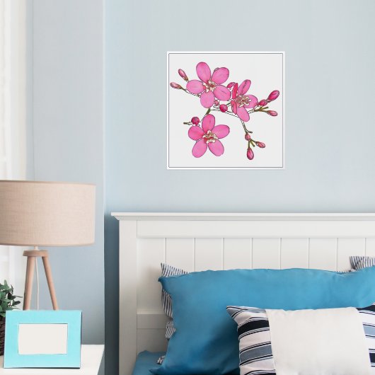 Silver Foil ACT Pink Spring Blossom Poster (Insitu (Slaapkamer))