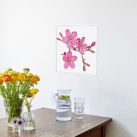 Silver Foil ACT Pink Spring Blossom Poster (Laag (Keuken))
