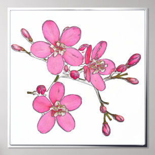 Silver Foil ACT Pink Spring Blossom Poster