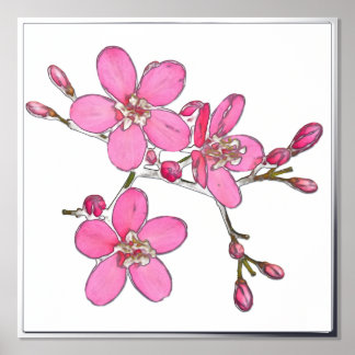 Silver Foil ACT Pink Spring Blossom Poster