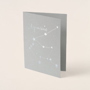 Silver Foil Aquarius Zodiac Constellation Folie Kaarten