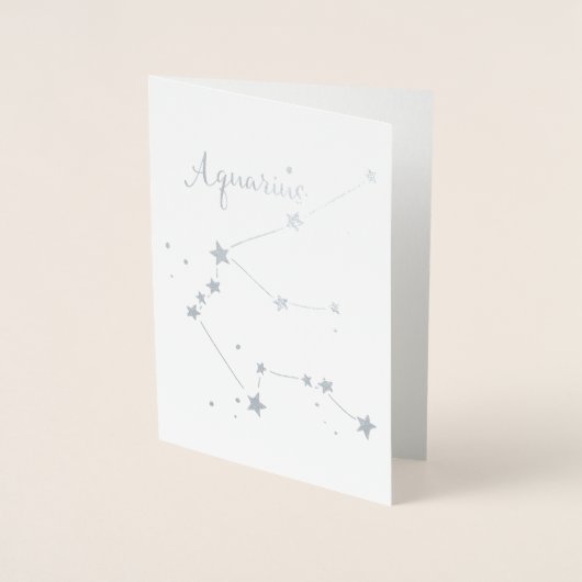 Silver Foil Aquarius Zodiac Constellation Folie Kaarten (Voorkant)