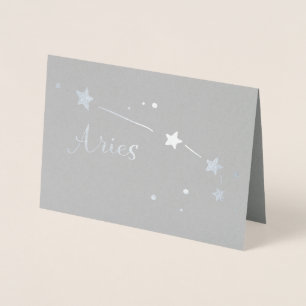 Silver Foil Aries Zodiac Constellation Folie Kaarten