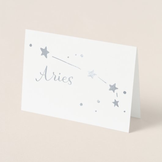 Silver Foil Aries Zodiac Constellation Folie Kaarten (Voorkant)