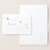 Silver Foil Aries Zodiac Constellation Folie Kaarten (Display)