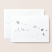 Silver Foil Aries Zodiac Constellation Folie Kaarten (Voorkant met envelop)