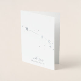 Silver Foil ARIES Zodiac Sign Constellation Folie Kaarten