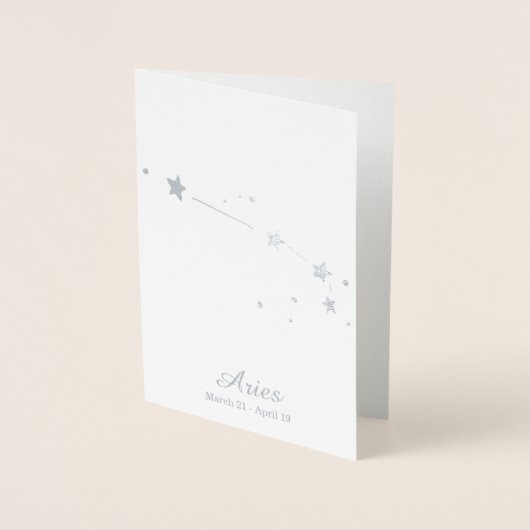 Silver Foil ARIES Zodiac Sign Constellation Folie Kaarten (Voorkant)