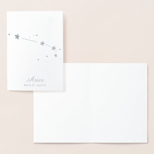 Silver Foil ARIES Zodiac Sign Constellation Folie Kaarten (Display)