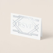 Silver Foil Art Deco Wedding RSVP Kaart (Voorkant)