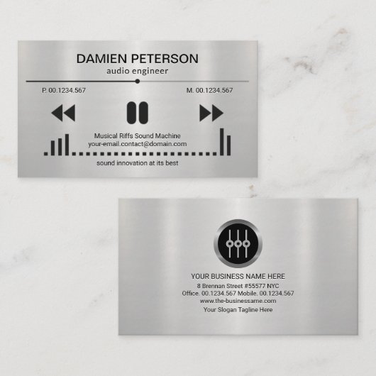 Silver Foil Audio Display reliëf letters DJ Visitekaartje (Voorkant / Achterkant)