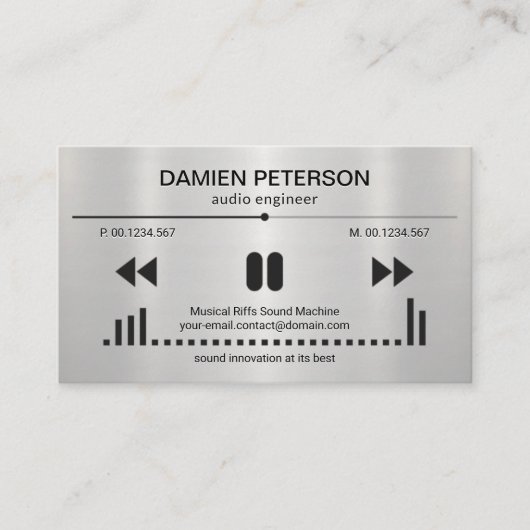 Silver Foil Audio Display reliëf letters DJ Visitekaartje (Voorkant)