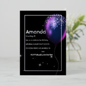 Silver Foil Ballon Birthday Invitation Folie Uitno Folie Uitnodiging (Staand Voorkant)