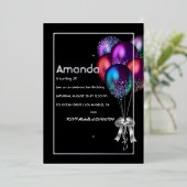 Silver Foil ballon Birthday Invitation Folie Uitnodiging (Staand Voorkant)