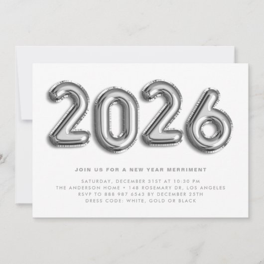 Silver Foil Balloons Nieuwjaarsfeest II Kaart (Voorkant)