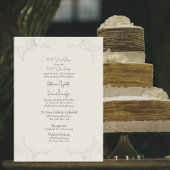 Silver Foil Beige Two Venue Beide ouders bruiloft  Folie Uitnodiging