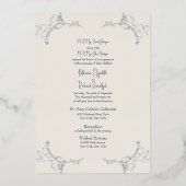 Silver Foil Beige Two Venue Beide ouders bruiloft  Folie Uitnodiging (Voorkant)