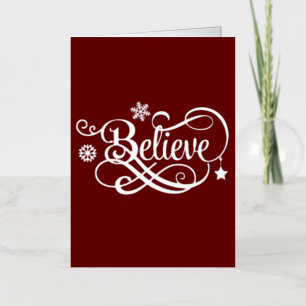 Silver Foil Believe Red Kerstfeestdag Kaart