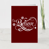 Silver Foil Believe Red Kerstfeestdag Kaart (Voorkant)