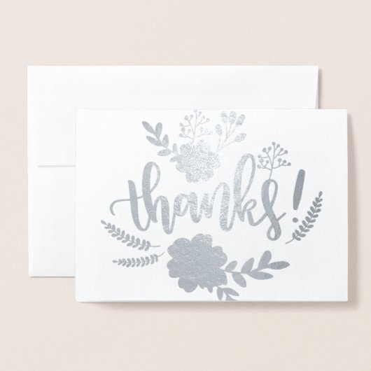 Silver Foil bloementypografie Hartelijk dank Folie Kaarten (Voorkant met envelop)