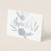 Silver Foil bloementypografie Hartelijk dank Folie Kaarten (Voorkant)