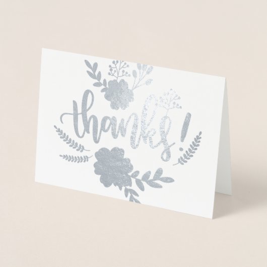 Silver Foil bloementypografie Hartelijk dank Folie Kaarten (Voorkant)