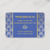Silver Foil & Blue Art Deco Fans Pattern Chic Visitekaartje (Achterkant)