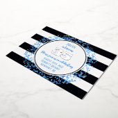 Silver Foil Blue Dot 35th Birthday Invitation Foli Folie Uitnodiging (Gedraaid)