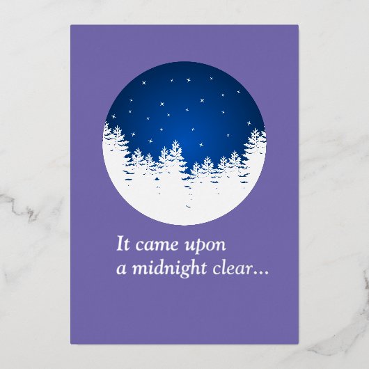 Silver Foil Blue Holiday Kaart - Midnight Clear (Voorkant)