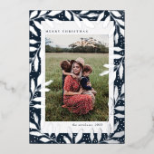 Silver Foil Branches 3 FotoKerstmis Folie Feestdagenkaart (Voorkant)