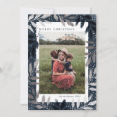 Silver Foil Branches Merry Kerstmis 3 Foto Feestdagenkaart (Voorkant)