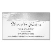 Silver Foil Brush Stroke Modern and Elegant Magnetisch Visitekaartje (Voorkant)