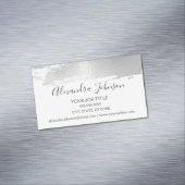 Silver Foil Brush Stroke Modern and Elegant Magnetisch Visitekaartje (Voorbeeld)