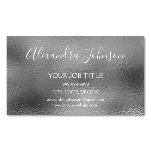 Silver Foil Business Professional Magnetisch Visitekaartje (Voorkant)