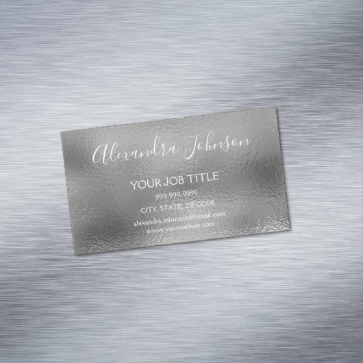 Silver Foil Business Professional Magnetisch Visitekaartje (Voorbeeld)