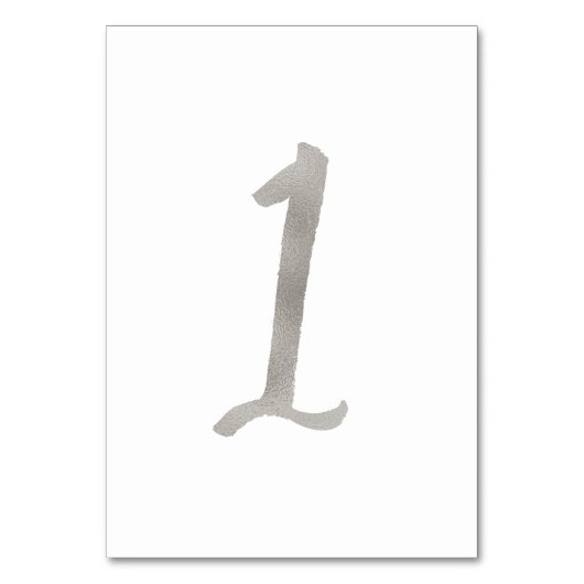 Silver foil chic bruiloft-nummer | Tabel 1 Kaart (Achterkant)