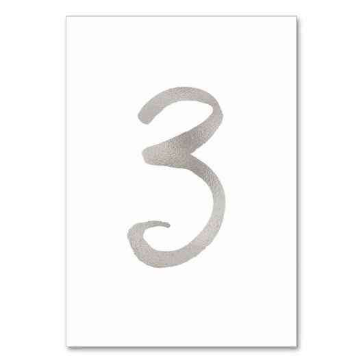 Silver foil chic bruiloft-nummer | Tabel 3 Kaart (Achterkant)