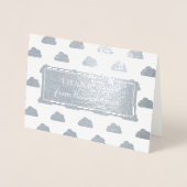 Silver Foil Clouds Baby shower Foto: Dank u Folie Kaarten (Voorkant)