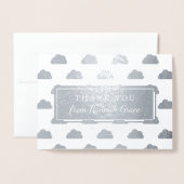 Silver Foil Clouds Baby shower Foto: Dank u Folie Kaarten (Voorkant met envelop)