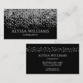 Silver Foil Confetti Glitter Black en Silver Visitekaartje (Voorkant / Achterkant)