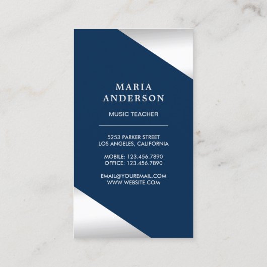 Silver Foil Confetti Grand Piano Musician Pianist Visitekaartje (Achterkant)