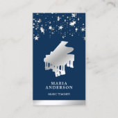 Silver Foil Confetti Grand Piano Musician Pianist Visitekaartje (Voorkant)