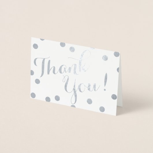 Silver Foil Confetti Stippen Modern Dank u Folie Kaarten (Voorkant)